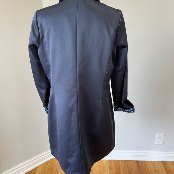 Dennis by Dennis Basso blue and leopard cheetah reversible dress coat size S - Picture 10 of 16